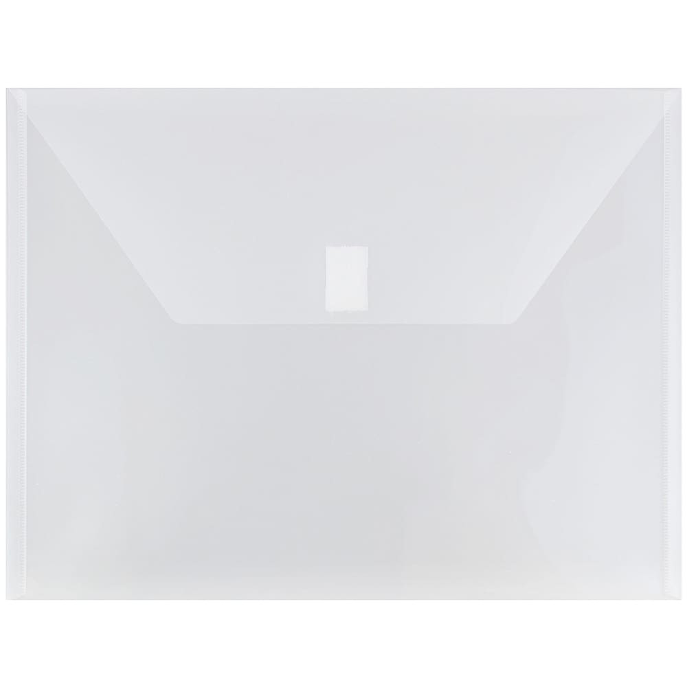 JAM PAPER AND ENVELOPE 218V0CL JAM Paper Plastic Booklet Envelopes, Letter-Size, 9 3/4in x 13in, Hook & Loop Closure, Clear, Pack Of 12
