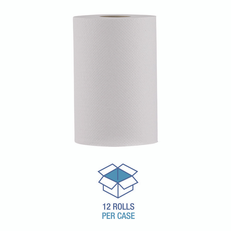 BOARDWALK 6250 Hardwound Paper Towels, Nonperforated, 1-Ply, 8" x 350 ft, White, 12 Rolls/Carton