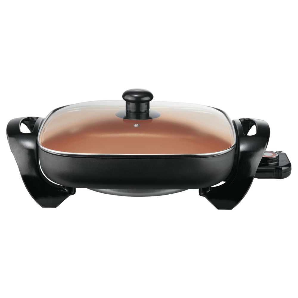 TODDYs PASTRY SHOP 995114242M Brentwood Electric Skillet, 7inH x 12-1/4inW x 18inD, Copper