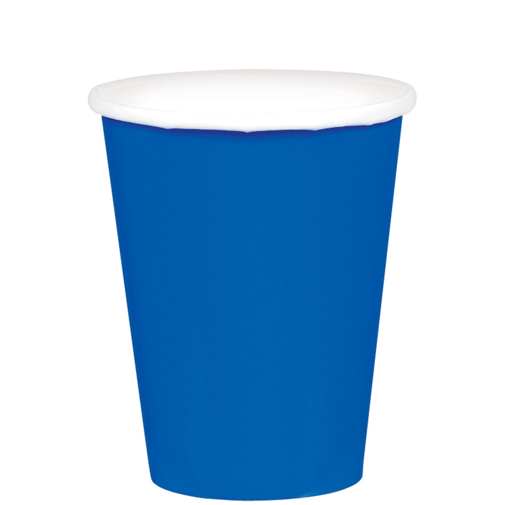 AMSCAN CO INC 68015.105 Amscan 68015 Solid Paper Cups, 9 Oz, Bright Royal Blue, 20 Cups Per Pack, Case Of 6 Packs