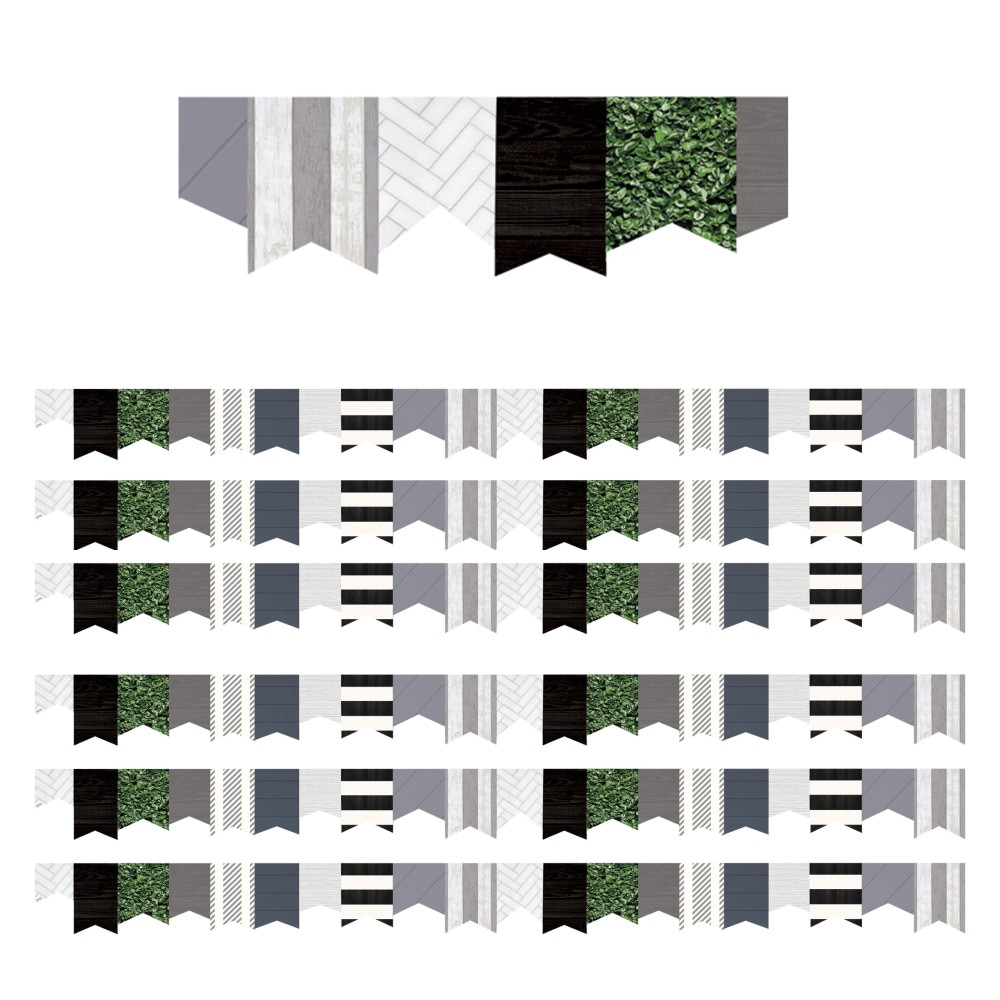 Decorate your classroom with the Teacher Created Resources Die-Cut Border Trim. The trim boasts a colorful design that looks great on windows, walls and more.  Ideal for use with bulletin boards, windows, walls and class projects.  Can be used with coordinating products (sold separately) to create a classroom theme.  Each pack contains 12 strips for 35' total.