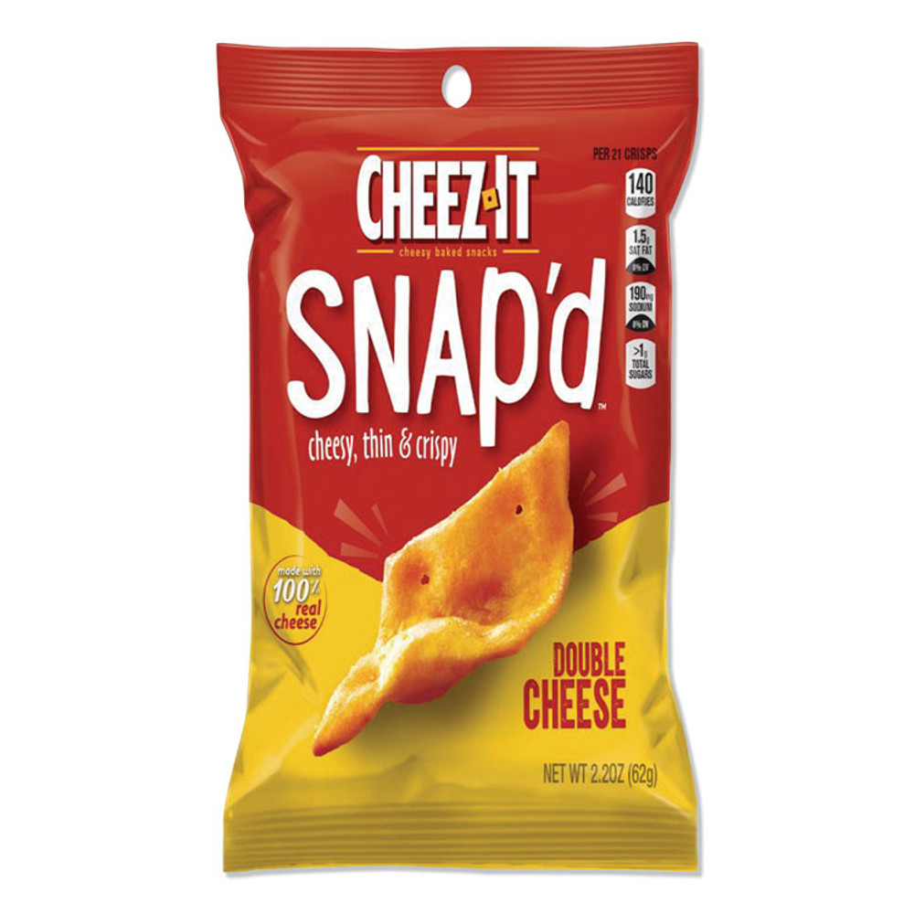 KELLOGG'S Sunshine® 11422 Cheez-it Snap'd Crackers, Double Cheese, 2.2 oz Pouch, 6/Pack