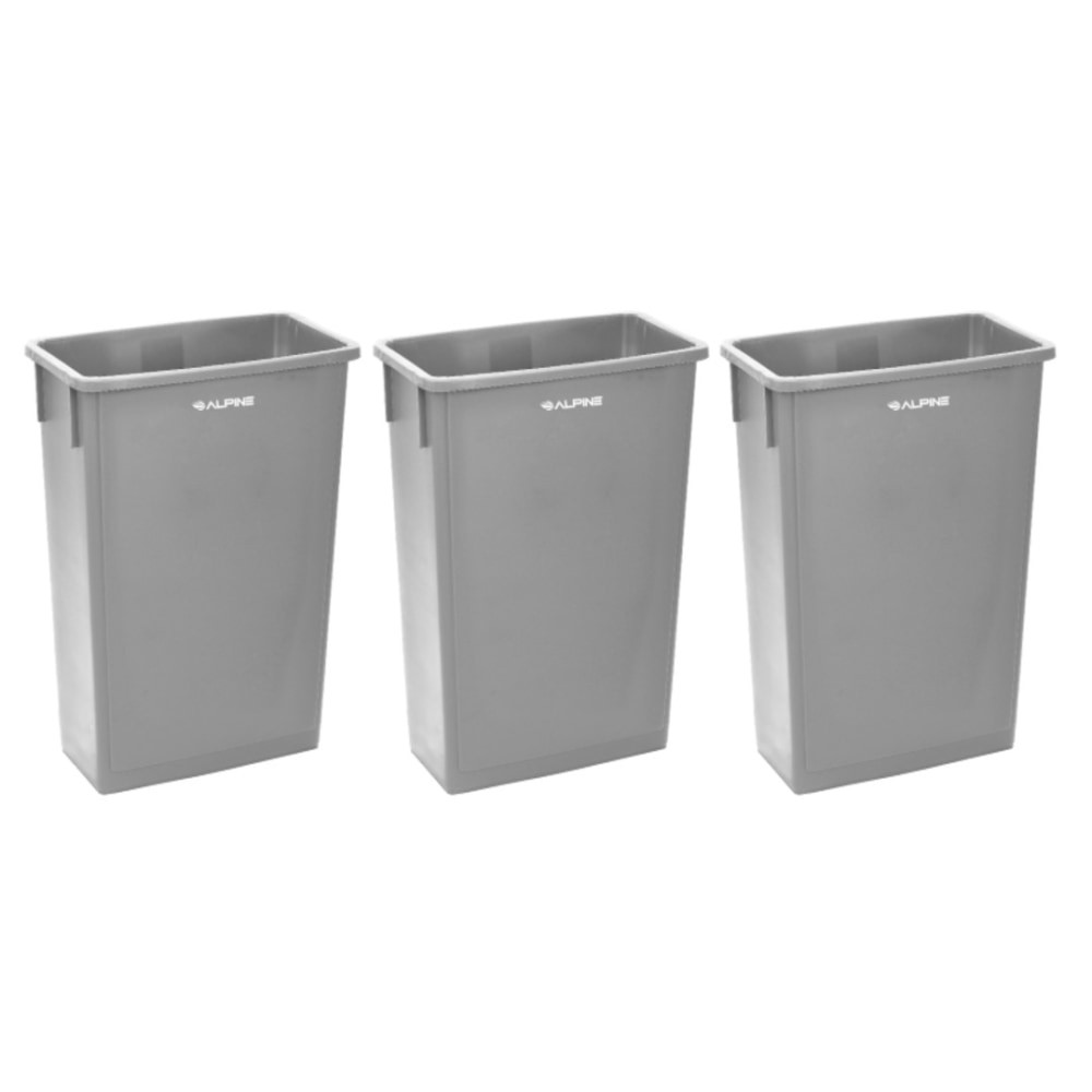 ADIR CORP. Alpine ALP477-GRY-3PK  Industries Waste Basket Commercial Trash Cans, 23 Gallons, Gray, Pack Of 3 Cans