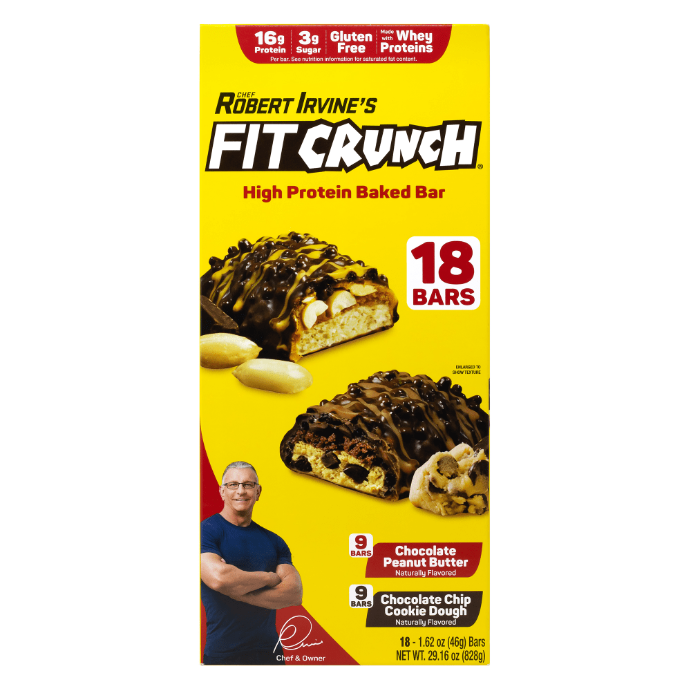 PERVINE FOODS LLC 817719021161 Chef Robert Irvines FITCRUNCH High Protein Bars, Variety Pack, 1.62 Oz, Pack Of 18 Bars