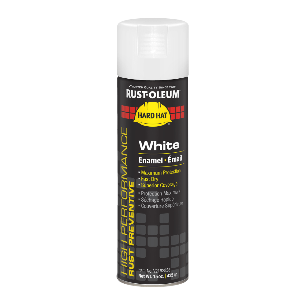 RUST-OLEUM CORPORATION Rust-Oleum V2192838  Hard Hat High Performance V2100 System Rust Preventive Enamel Spray Paint, 15 Oz, Gloss White, Case Of 6 Cans