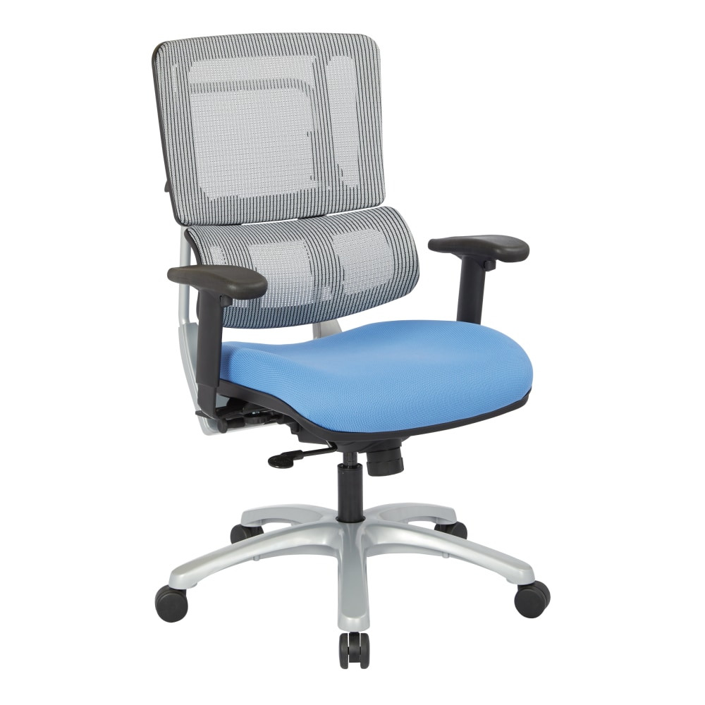 OFFICE STAR PRODUCTS 99666S-5877 Pro-Line II Pro X996 Vertical Mesh High-Back Chair, Gray/Sky/Silver