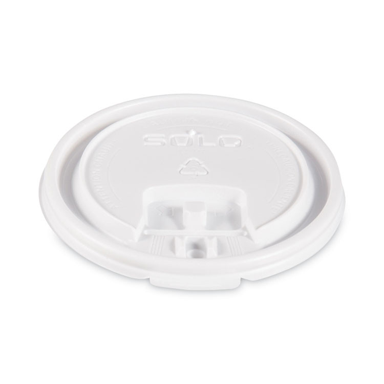 DART SOLO® LB3101 Lift Back and Lock Tab Lids for Paper Cups, Fits 10 oz Hot Cups, Plastic, White, 100/Sleeve, 10 Sleeves/Carton