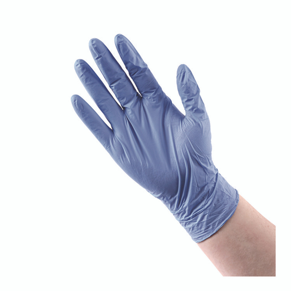 BOARDWALK 380LBXA 380 Series Disposable General-Purpose Nitrile Gloves, Powder-Free, Large, 4 mil Thick, 9.5" Long, Blue, 100/Box