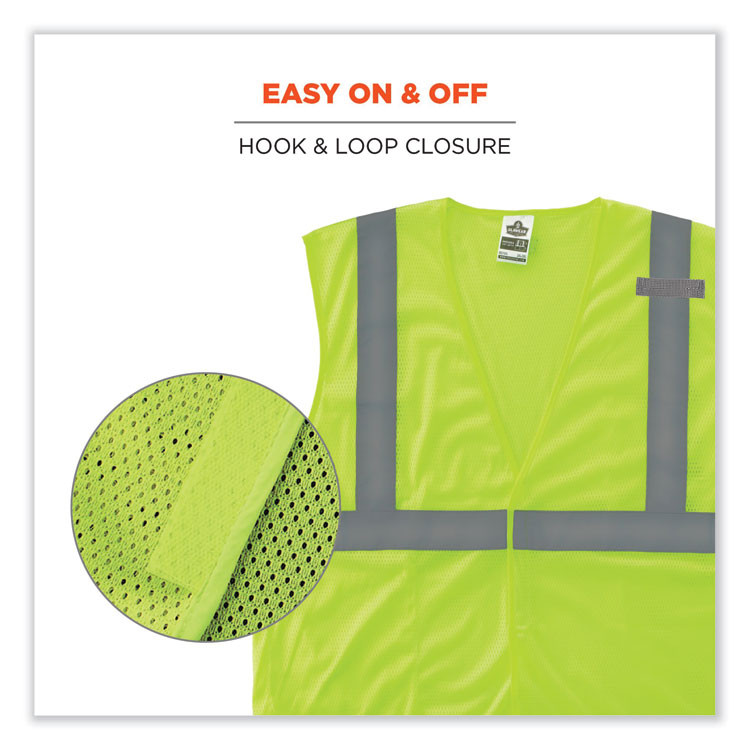 TENACIOUS HOLDINGS, INC. ergodyne® 21029 GloWear 8210HL Class 2 Economy Mesh Hook and Loop Vest, Polyester, 4X-Large/5X-Large, Lime