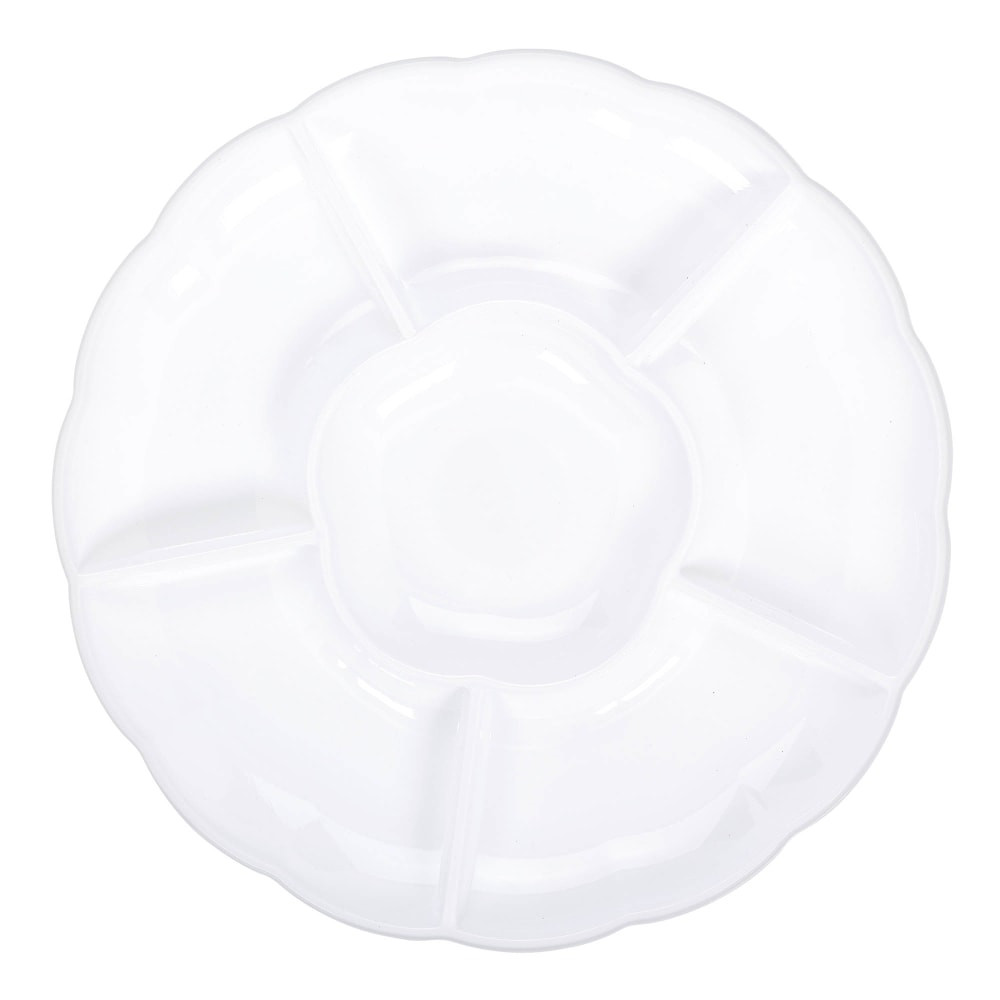 AMSCAN CO INC Amscan 439002.08  Scalloped Sectional Chip N Dip Trays, 15in, White, Pack Of 3 Trays