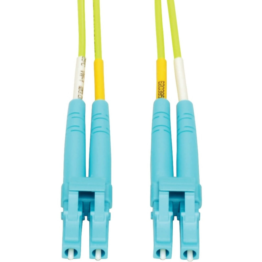 Backward compatible with OM3 and OM4 applications  For 40/100 Gb speeds up to 300 meters (at 850 nm)  Laser-optimized for use with cost-effective VCSEL light sources  Lime green jacket for easy OM5 identification; 20 m (66 ft.) cable  Rated OM5 to offer a wideband 50/125 multimode fiber solution