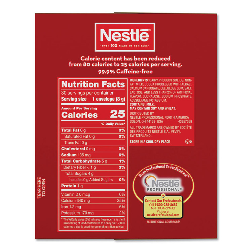 NESTLE Nestlé® 61411 No-Sugar-Added Hot Cocoa Mix Envelopes, Rich Chocolate, 0.28 oz Packet, 30/Box