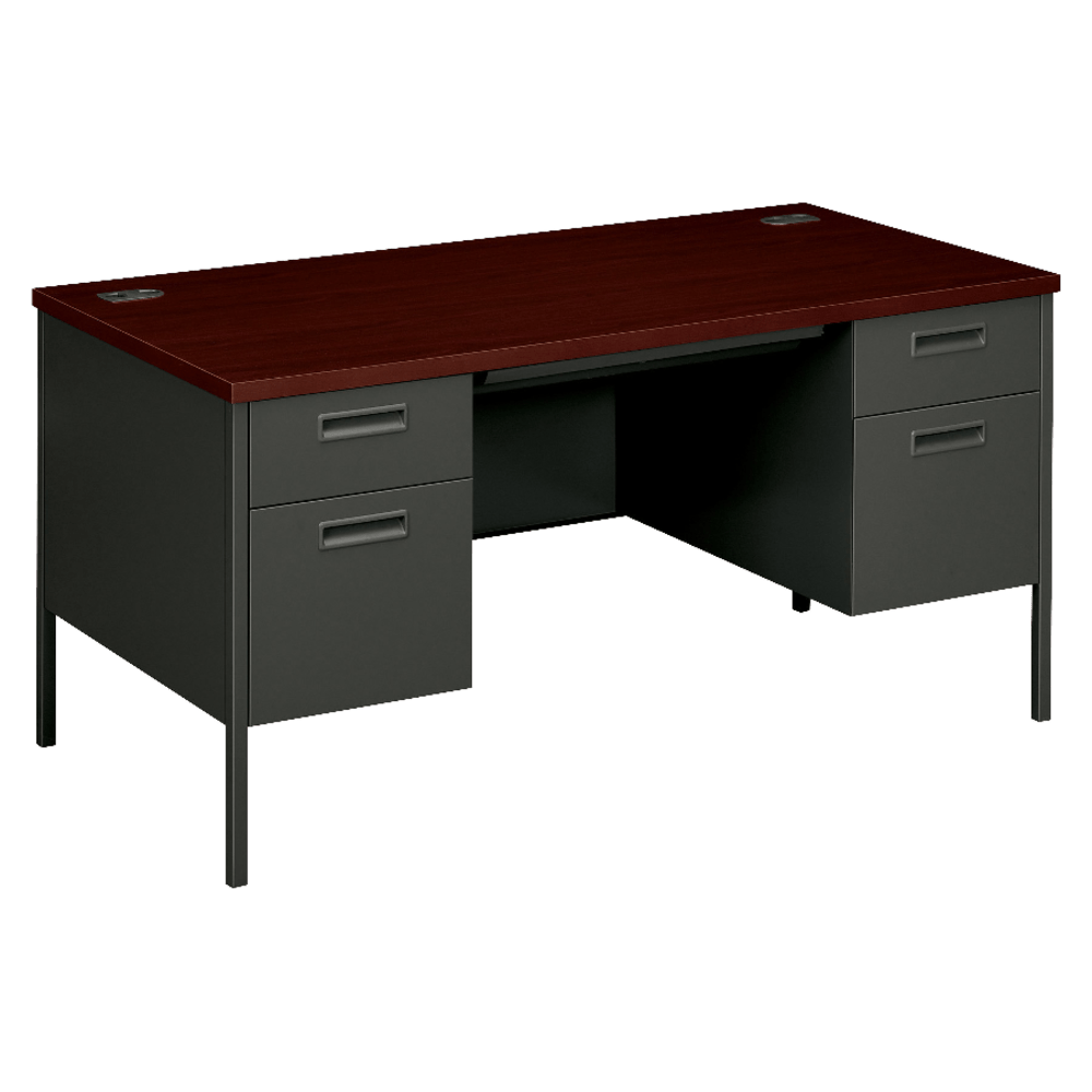 HNI CORPORATION P3262NS HON Metro 60inW Classic Double-Pedestal Computer Desk, Mahogany/Charcoal