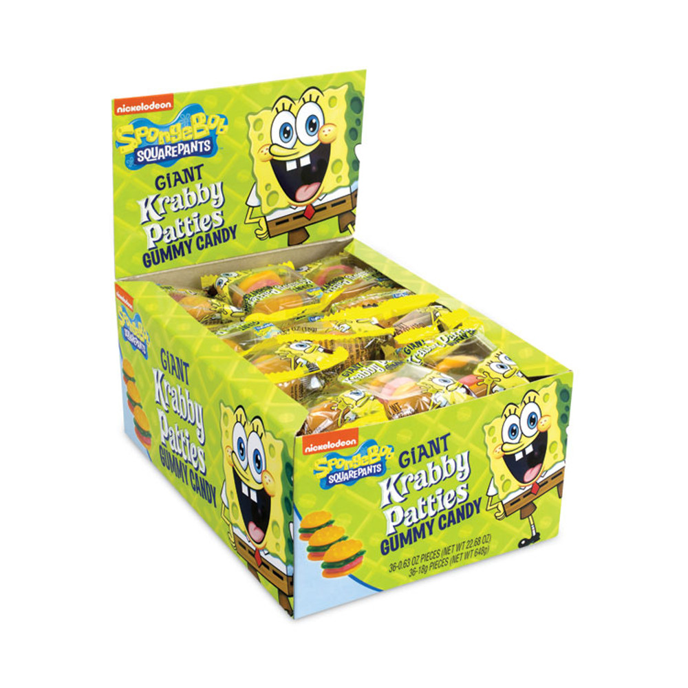 FRANKFORD CANDY, LLC Nickelodeon™ 2500006 SpongeBob Squarepants Giant Krabby Patties Gummy Candy, 0.63 oz Pack, 36/Carton