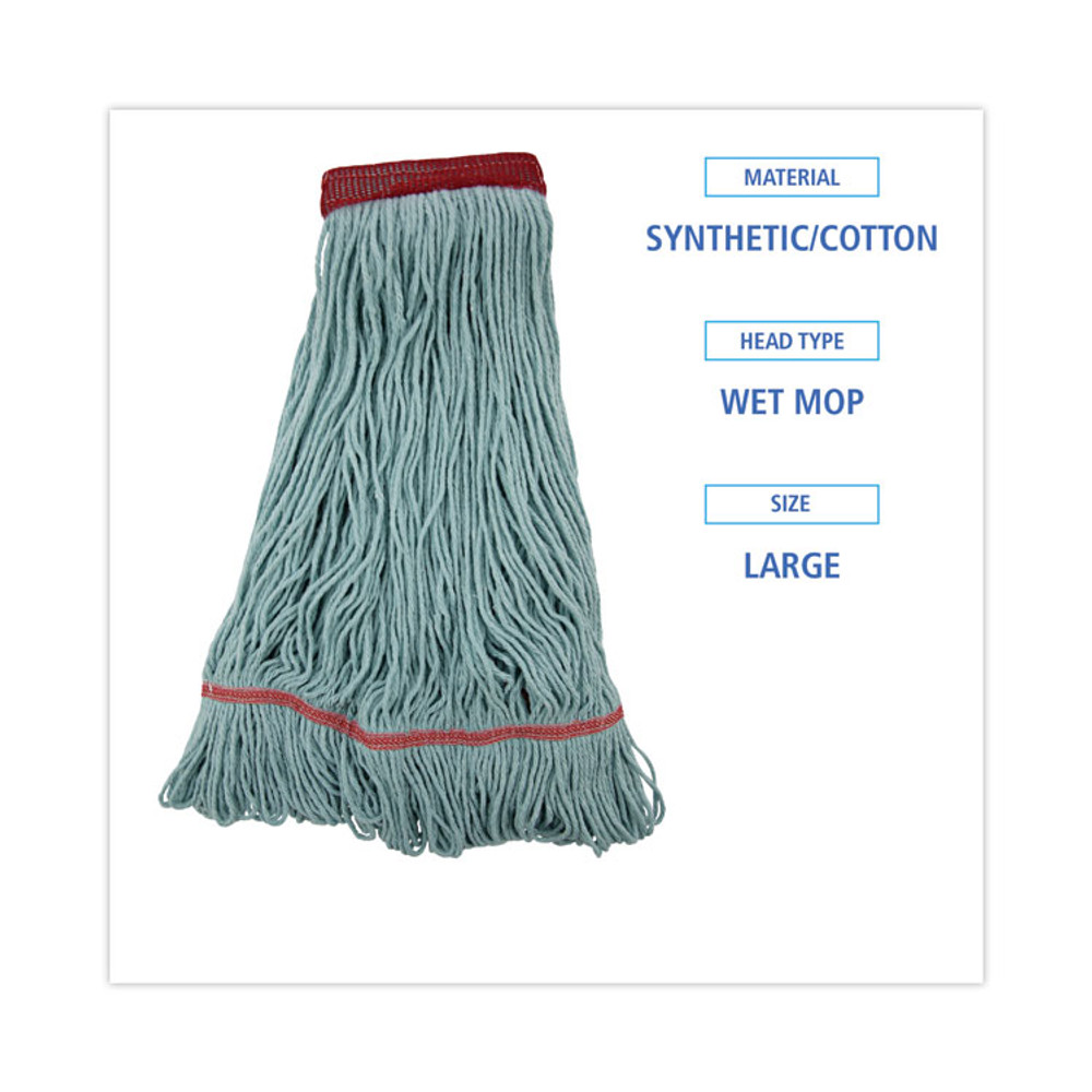 BOARDWALK 1400LCT EchoMop with Looped-End Wet Head, Cotton/Rayon/Synthetic, Large, Blue, 12/Carton