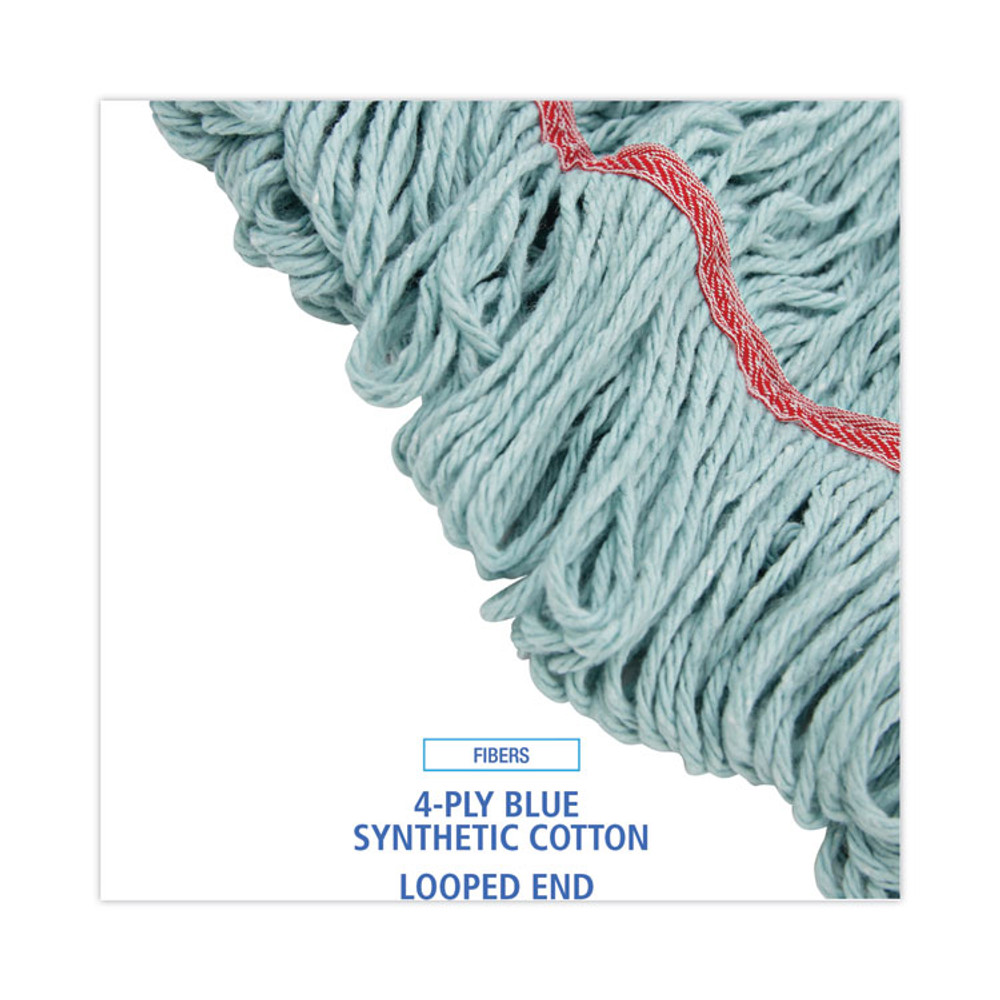 BOARDWALK 1400LCT EchoMop with Looped-End Wet Head, Cotton/Rayon/Synthetic, Large, Blue, 12/Carton