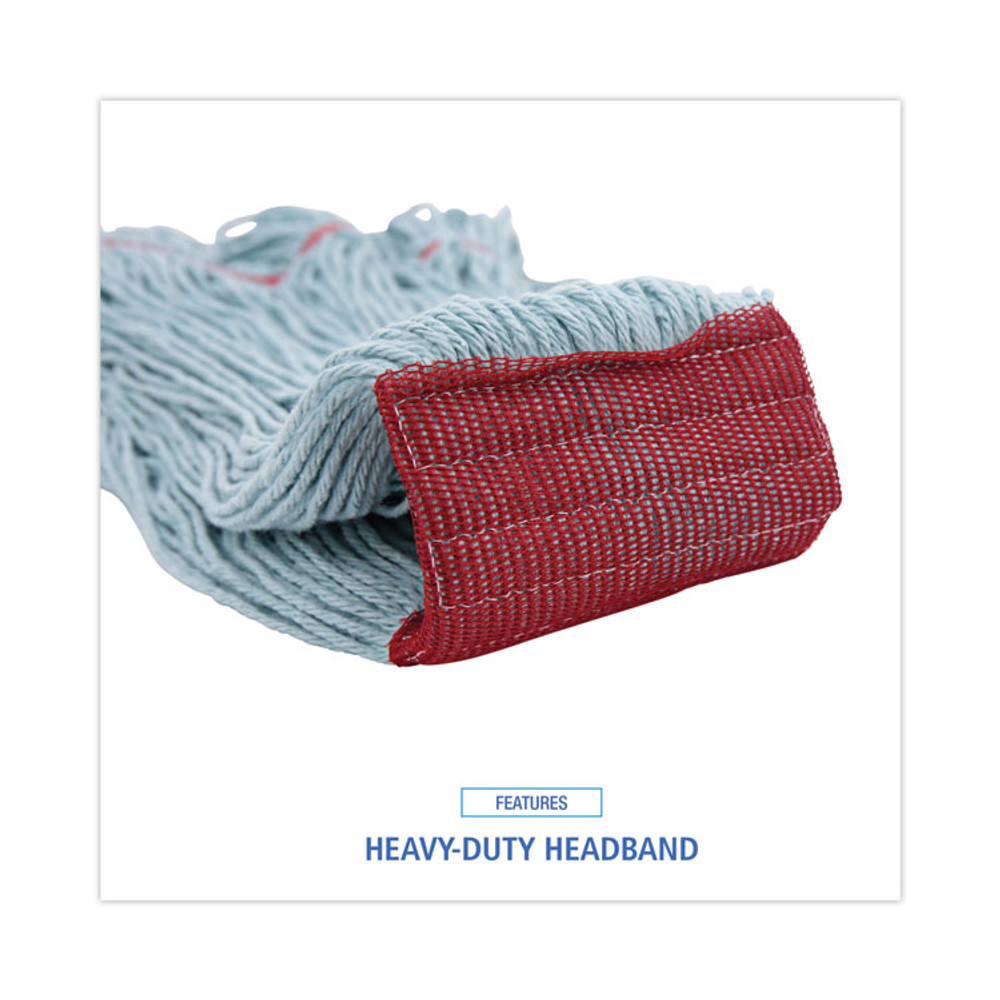 BOARDWALK 1400LCT EchoMop with Looped-End Wet Head, Cotton/Rayon/Synthetic, Large, Blue, 12/Carton