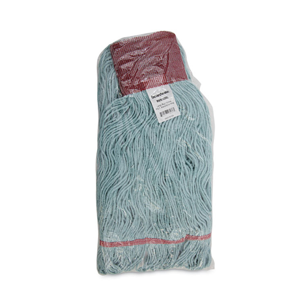 BOARDWALK 1400LCT EchoMop with Looped-End Wet Head, Cotton/Rayon/Synthetic, Large, Blue, 12/Carton