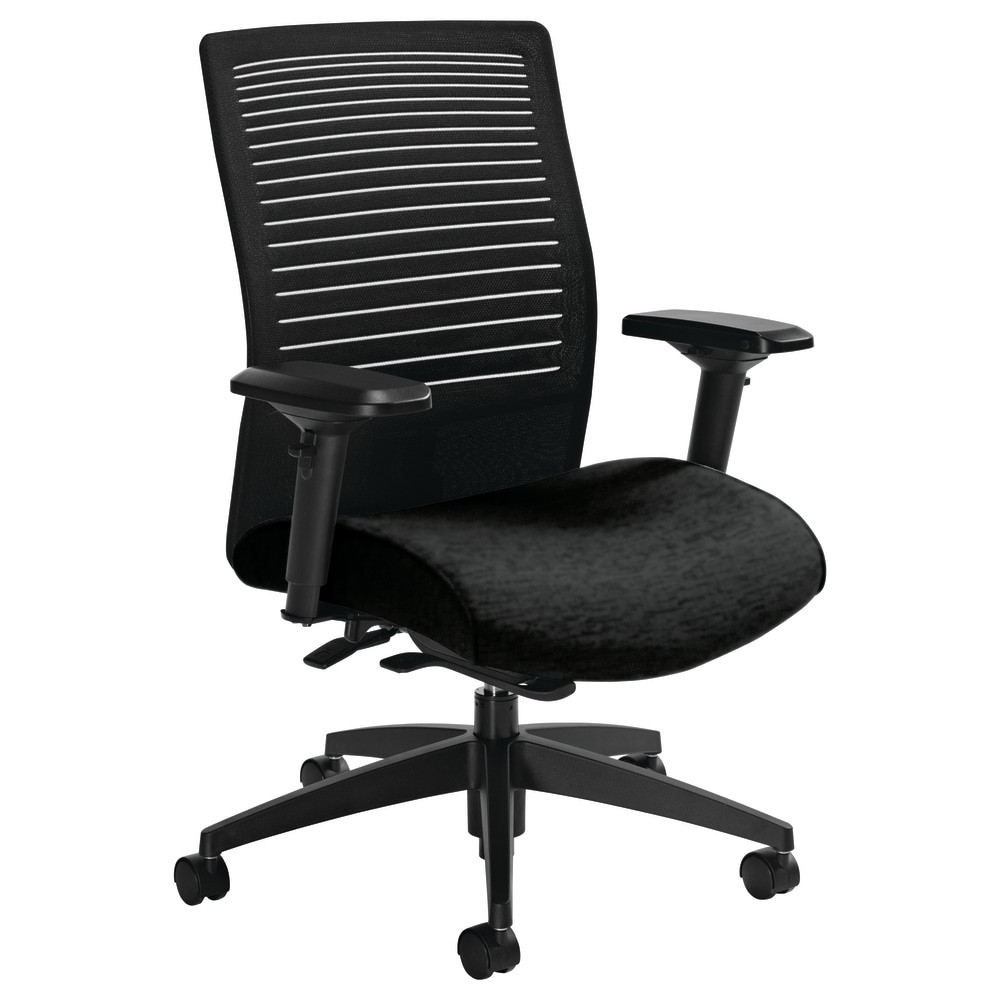 GLOBAL INDUSTRIES 2662-8BK-UR22+ Global Loover Mid-Back Weight-Sensing Synchro Chair, 39inH x 25 1/2inW x 24inD, Black Coal/Black