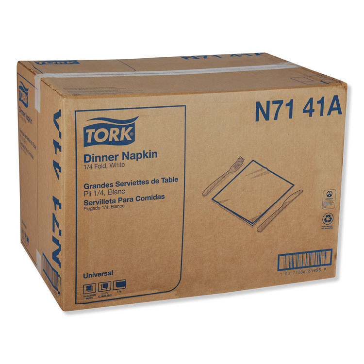SCA TISSUE Tork® N7141A Universal Dinner Napkins, 1-Ply, 17 x 17, 1/4 Fold, White, 4008/Carton