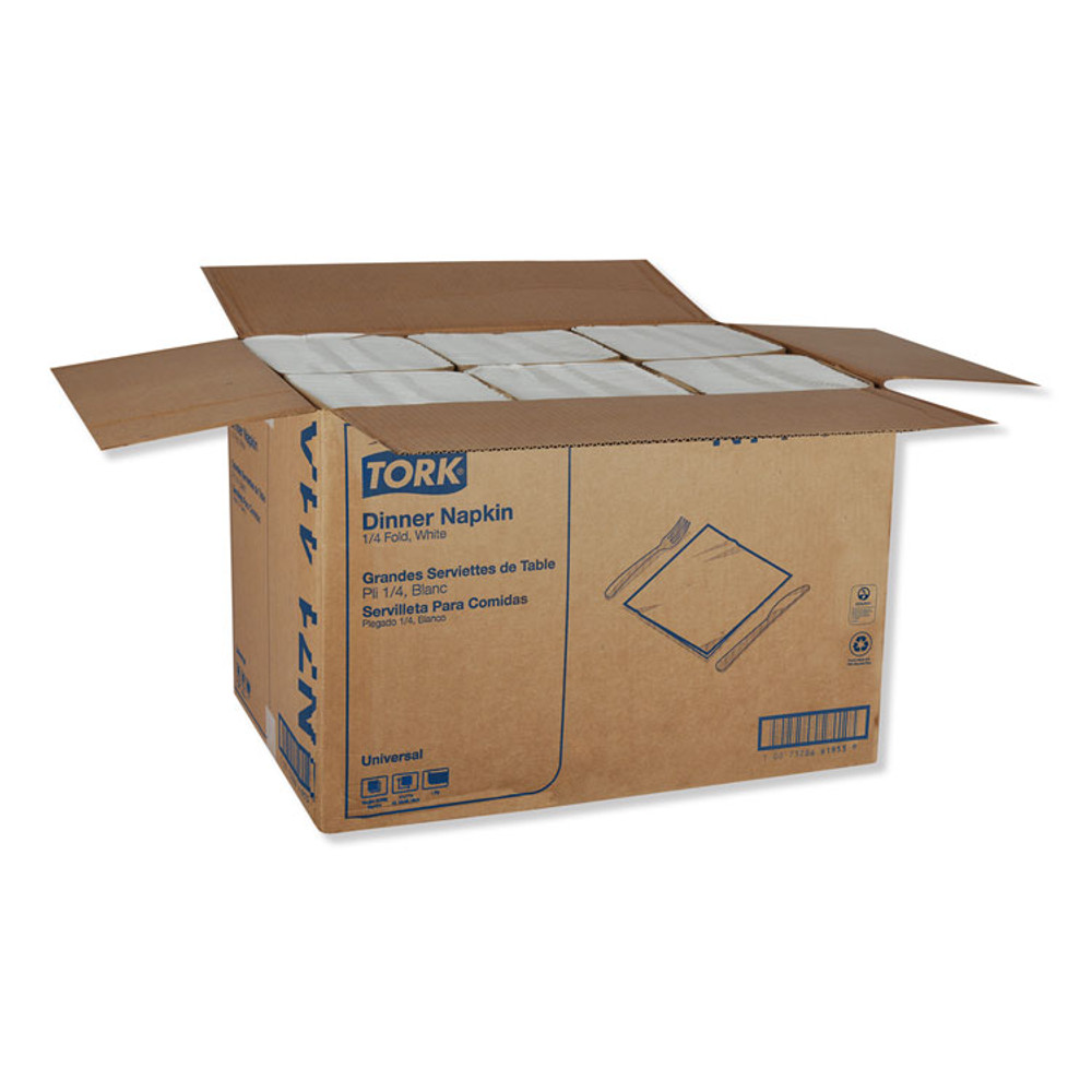 SCA TISSUE Tork® N7141A Universal Dinner Napkins, 1-Ply, 17" x 17", 1/4 Fold, White, 4008/Carton