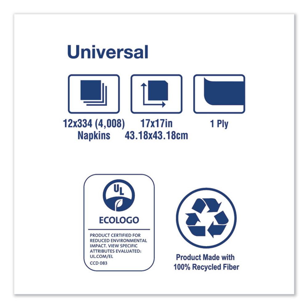 SCA TISSUE Tork® N7141A Universal Dinner Napkins, 1-Ply, 17" x 17", 1/4 Fold, White, 4008/Carton
