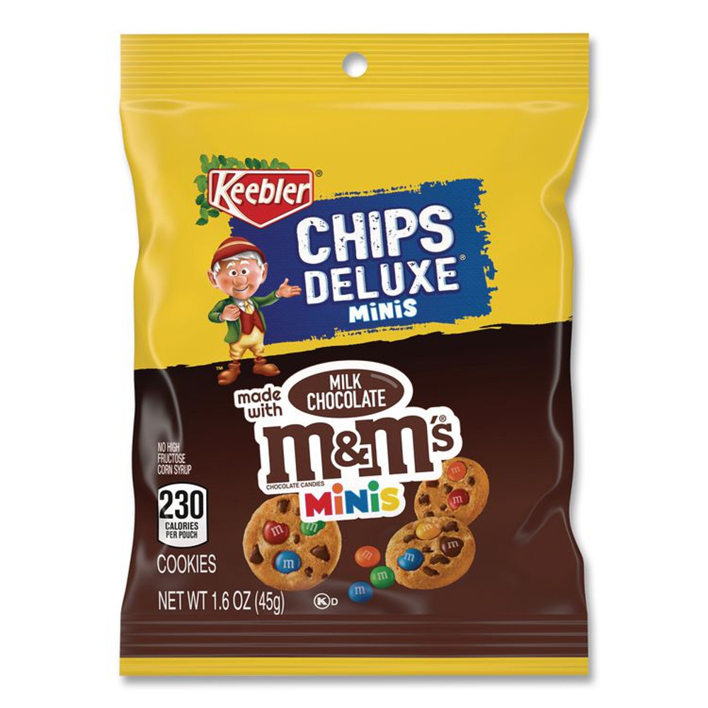 KELLOGG'S Keebler® 20900466 Mini Cookie Snack Packs, Chocolate Chip/MandMs, 1.6 oz Pouch, 30 Pouches/Carton