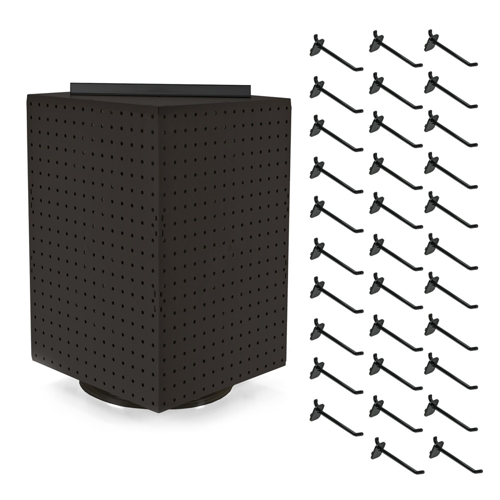 AZAR INTERNATIONAL INC Azar Displays 701414-BLK-4B32  4-Sided Revolving Pegboard Display With Hooks, 21inH x 14inW x 14inD, Black