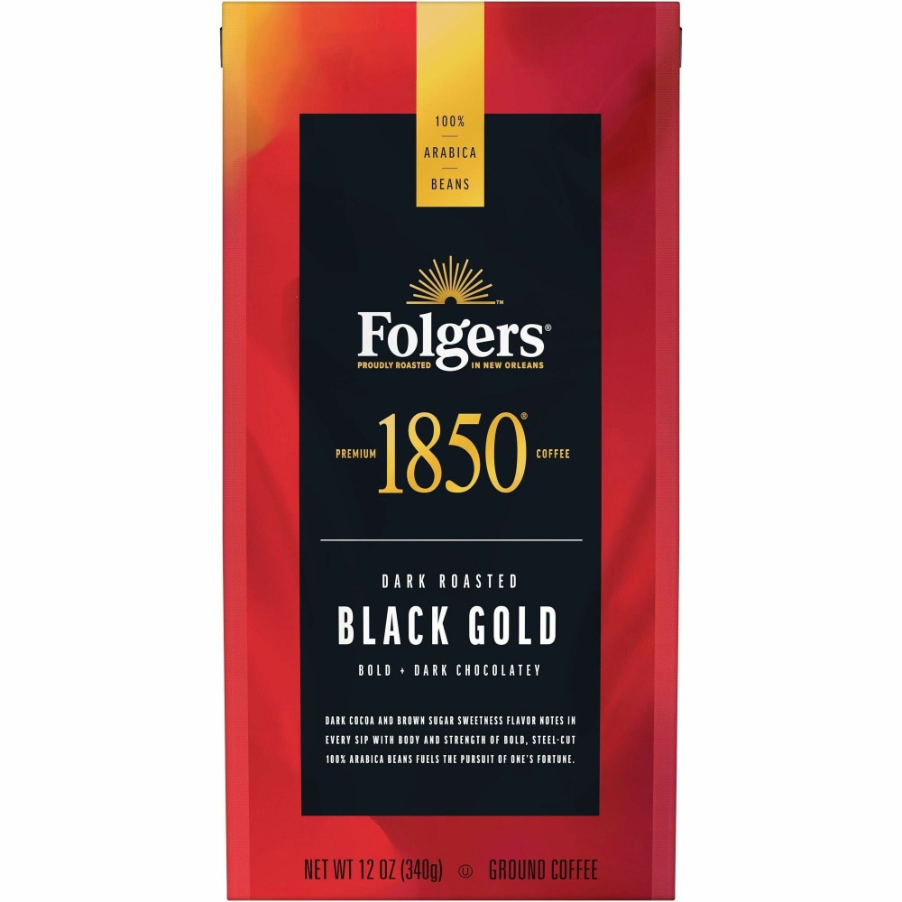 SAHALE SNACKS Folgers 60516  Ground 1850 Black Gold Coffee, Dark, 12 Oz