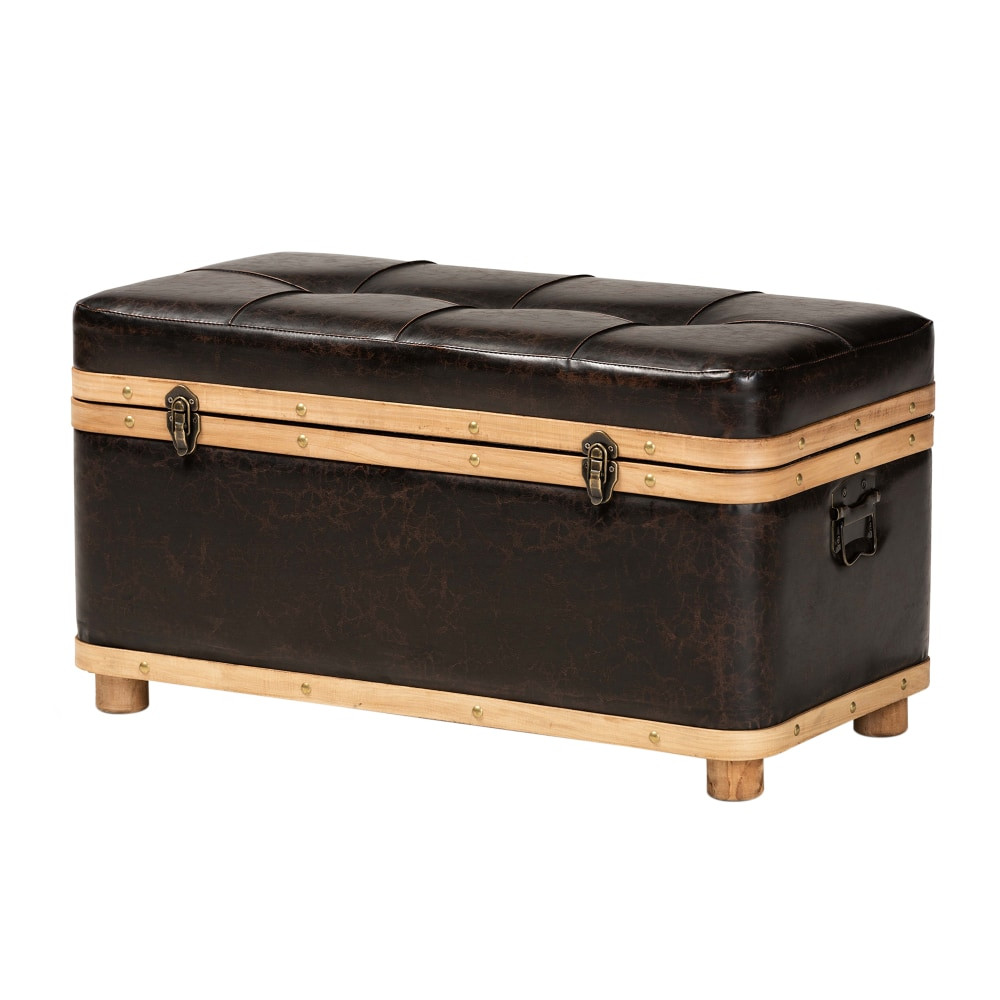 WHOLESALE INTERIORS, INC. Baxton Studio 2721-11900  Gendry Storage Ottoman, Dark Brown/Oak Brown