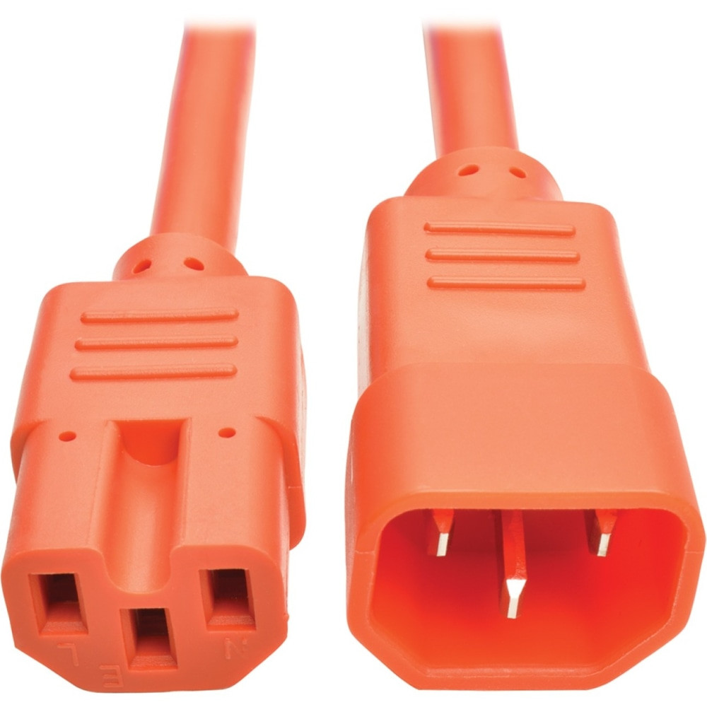 Efficient power delivery. Designed for a rated current of 15 A and voltage of 250 V, this cable ensures efficient power supply to connected devices.  Safety compliant. This power cable meets both UL and RoHS standards, providing assurance regarding safety and environmental compliance.  Durable molded design. The molded construction of this power cable ensures it can withstand the rigors of daily use while maintaining a secure connection.  IEC 60320 connector compatibility. Equipped with both IEC 60320 C14 and C15 connectors, this cable ensures compatibility with a wide range of devices.  Flexible and easy to install. The flexible SJT jacket material allows for easy routing of the cable in tight spaces, making installation straightforward.
