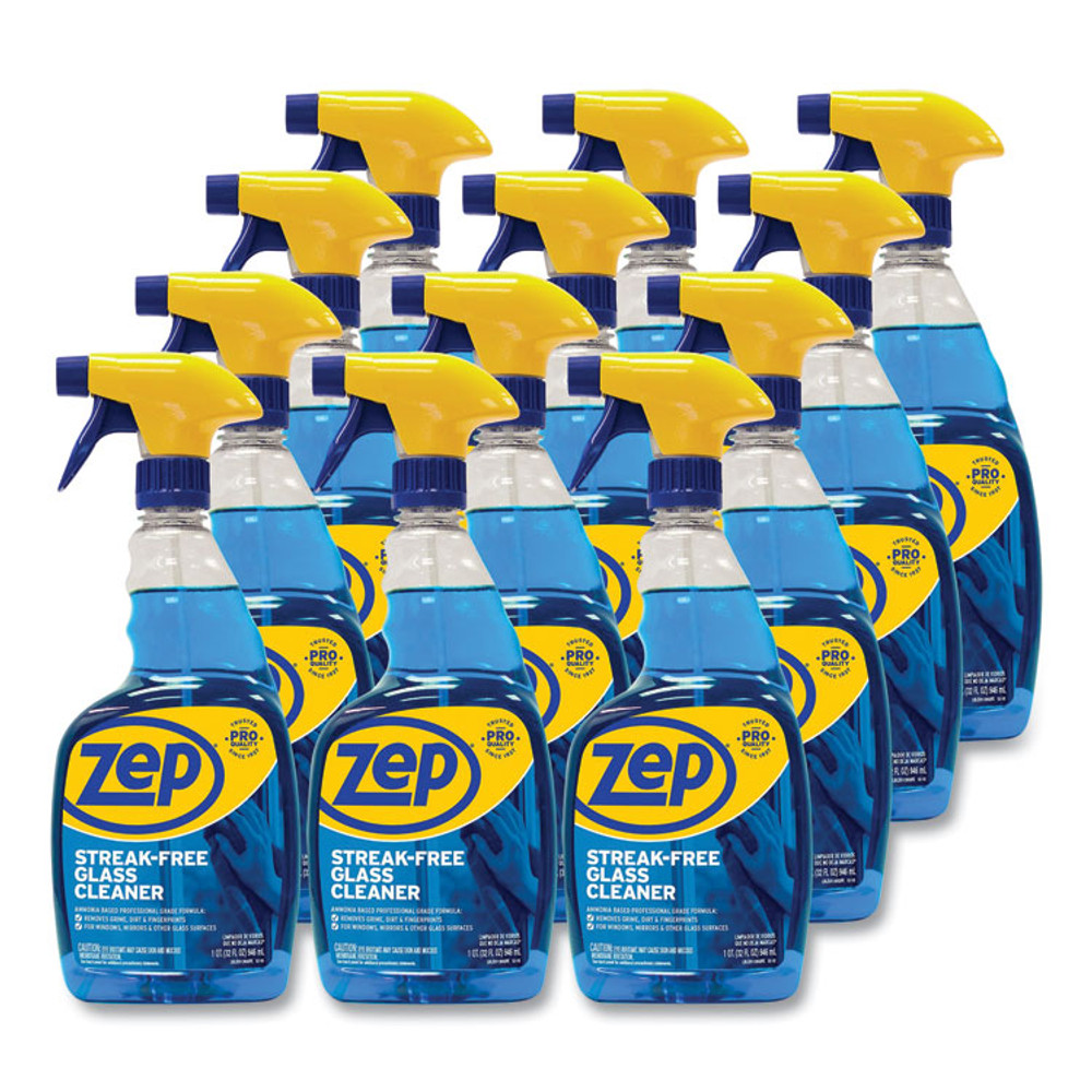 ZEP INC. Commercial® ZU112032CT Streak-Free Glass Cleaner, Pleasant Scent, 32 oz Spray Bottle, 12/Carton