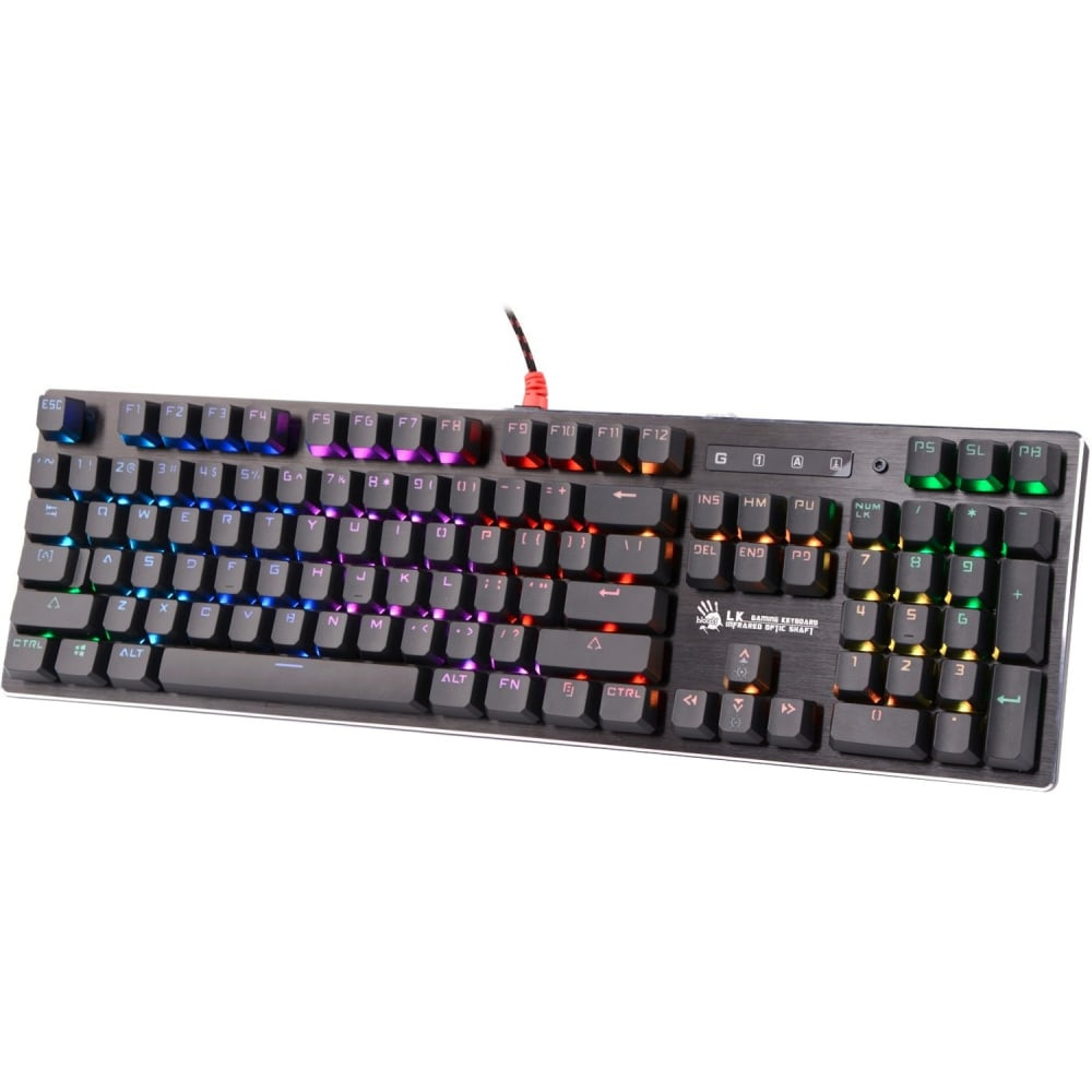 CALIFONE INTERNATIONAL, INC. Bloody B820R  GAMING RBG OPTICAL MECHANICAL KEYBOARD, BLUE SWITCH - Cable Connectivity - USB Interface Multimedia Hot Key(s) - Windows - Mechanical Keyswitch - Brushed Aluminum