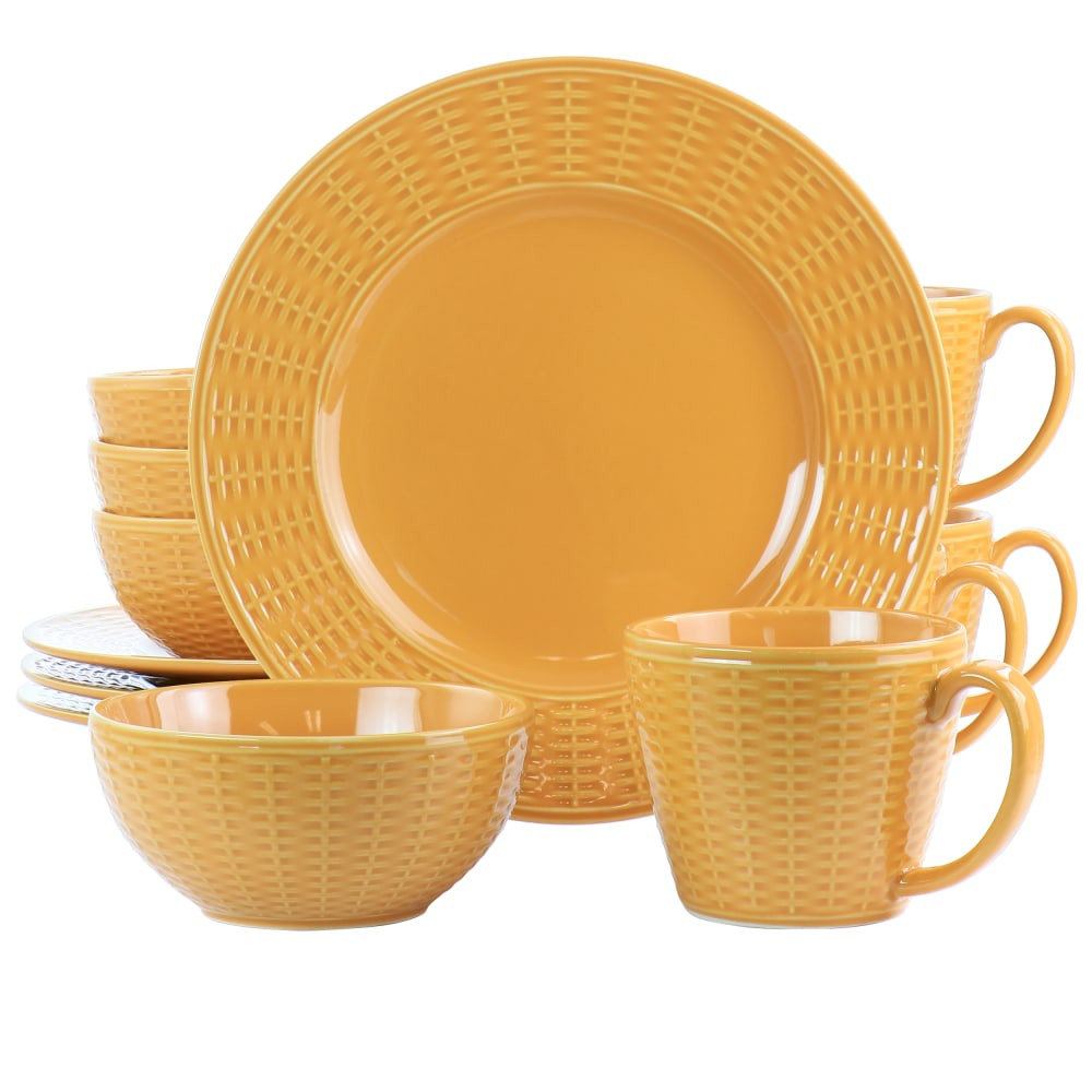 GIBSON OVERSEAS INC. Gibson Home 995116915M  Cairo Sunset 12-Piece Ceramic Dinnerware Set, Orange