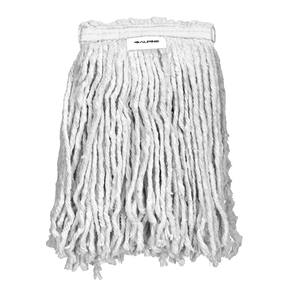 ADIR CORP. ALP300-01-1W-12PK Alpine Industries Cotton Cut-End Mop Heads With 1in Band, 16 Oz, White, Set Of 12 Heads