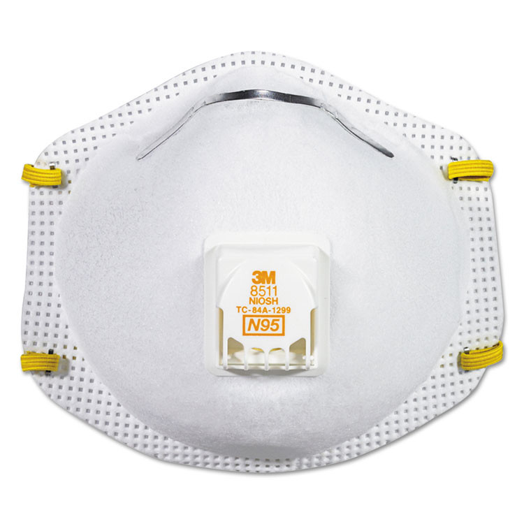 3M/COMMERCIAL TAPE DIV. 8511 Particulate Respirator w/Cool Flow Exhalation Valve, Standard Size, 10/Box