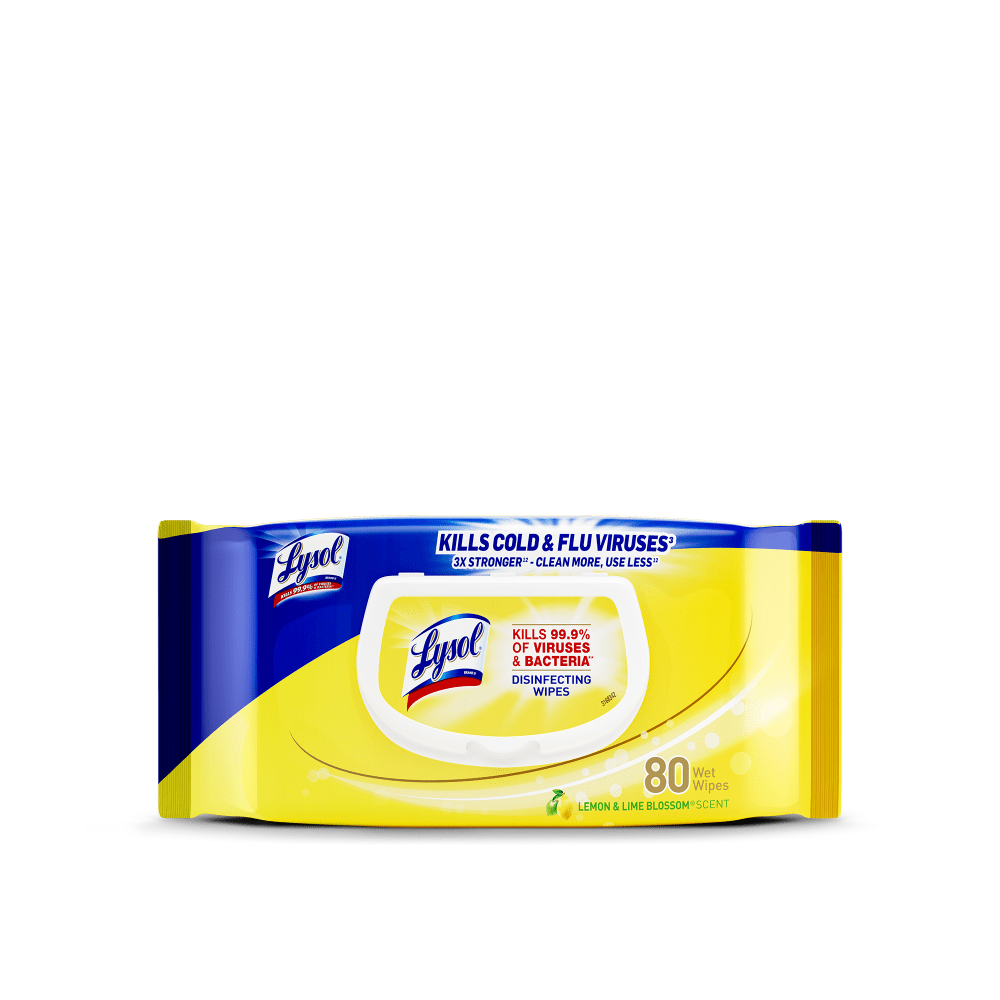 RECKITT BENCKISER Lysol 1920099716EA  Disinfecting Wipes, Lemon & Lime Blossom, 7in x 8in, Pack of 80 Wipes