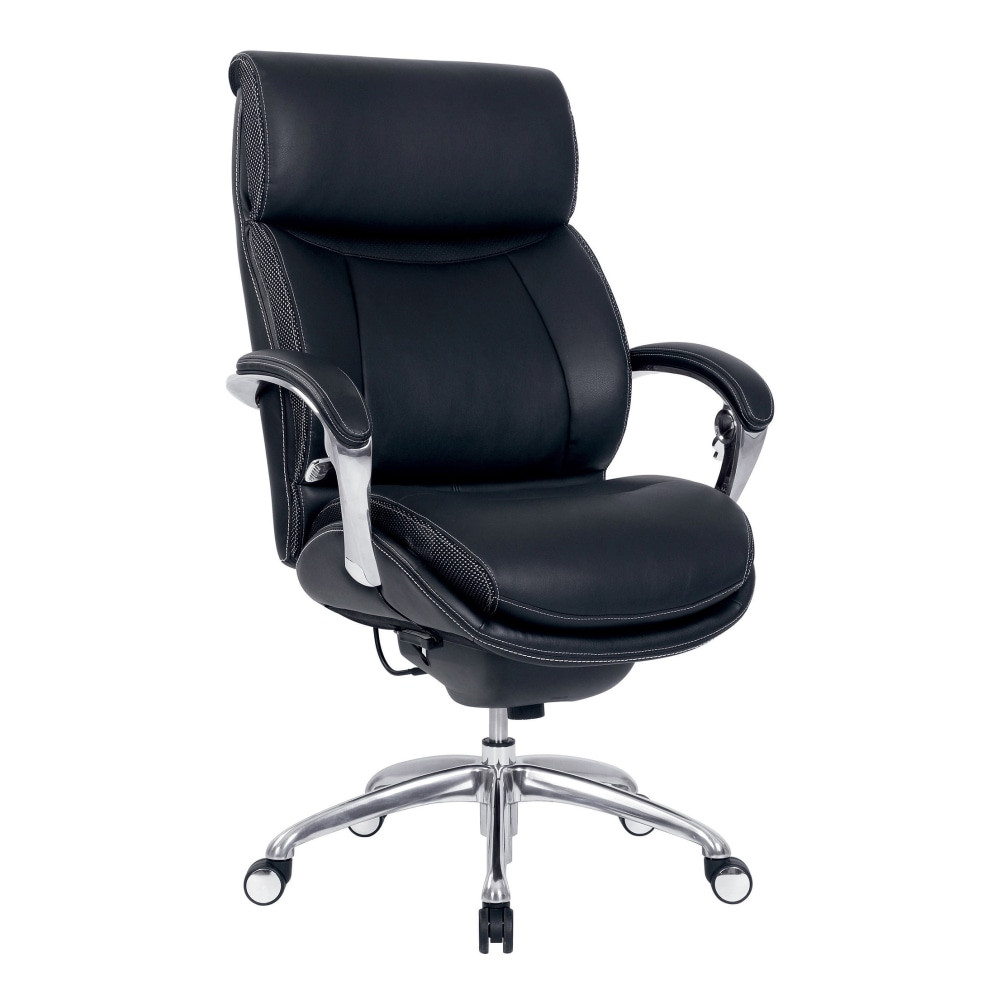 OFFICE DEPOT 48596 Serta iComfort i5000 Ergonomic Bonded Leather High-Back Executive Chair, Onyx Black/Silver