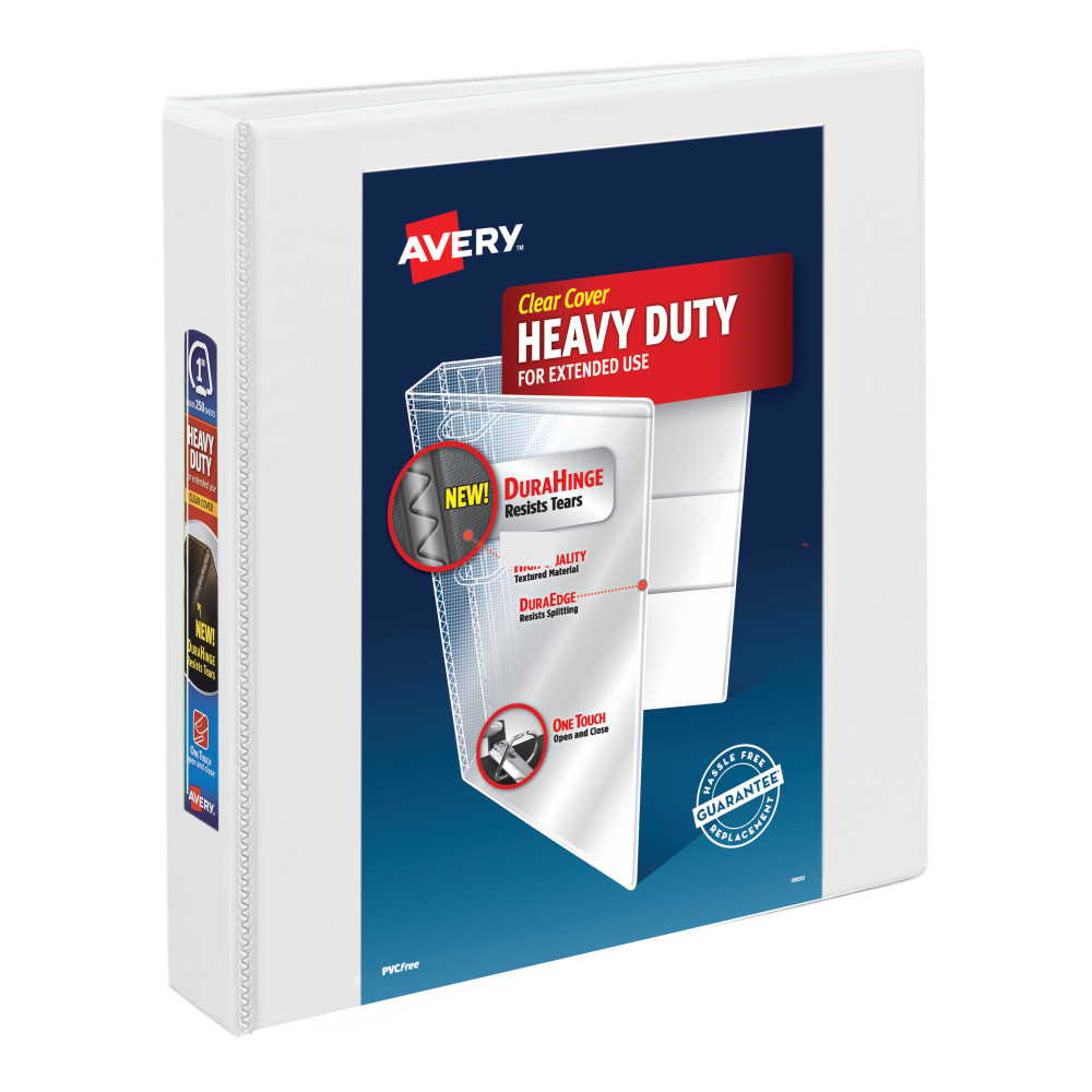 AVERY PRODUCTS CORPORATION 79195 Avery Heavy-Duty View 3 Ring Binder, 1.5in One Touch EZD Rings, White, 1 Binder