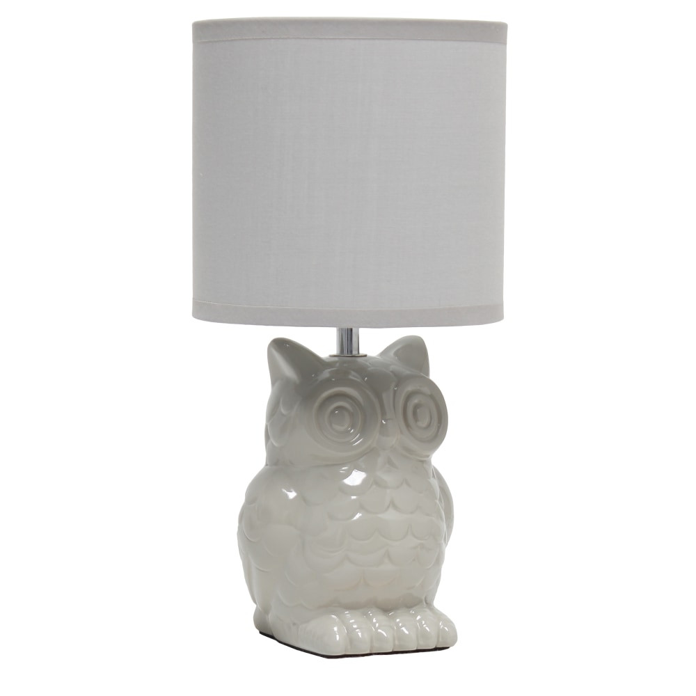 ALL THE RAGES INC LT1136-GRY Simple Designs Owl Table Lamp, 12-13/16inH, Gray/Gray