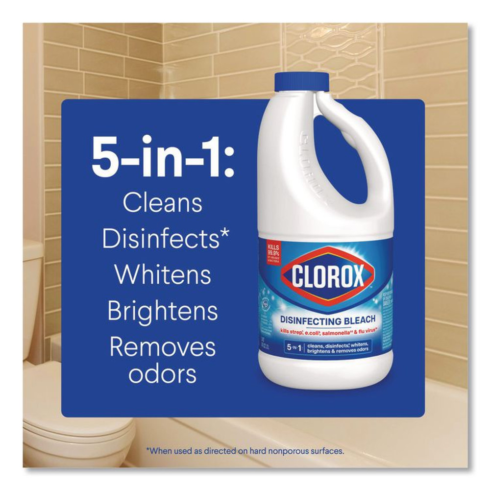 CLOROX SALES CO. 32260 Concentrated Regular Disinfecting Bleach, 43 oz Bottle, 6/Carton