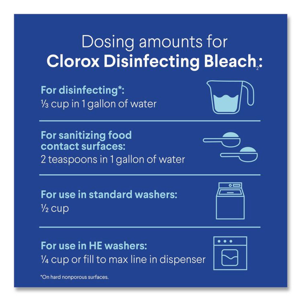 CLOROX SALES CO. 32260 Concentrated Regular Disinfecting Bleach, 43 oz Bottle, 6/Carton