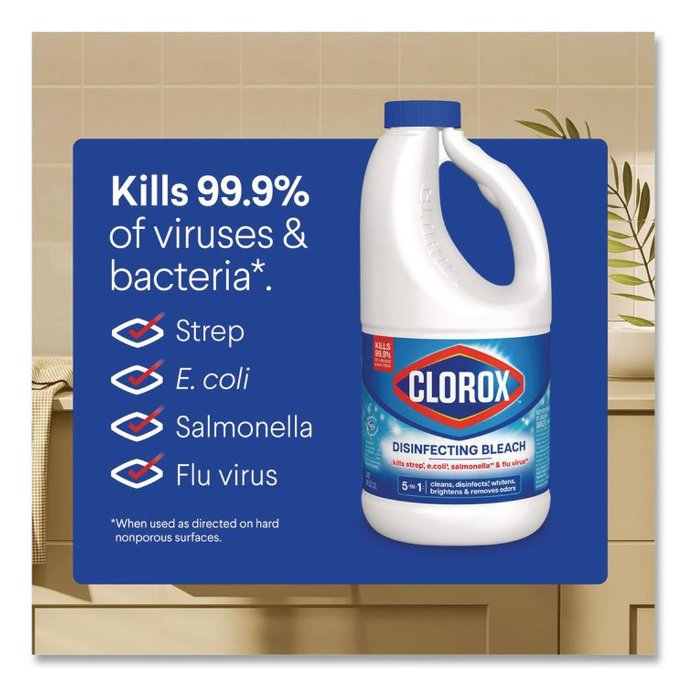 CLOROX SALES CO. 32260 Concentrated Regular Disinfecting Bleach, 43 oz Bottle, 6/Carton