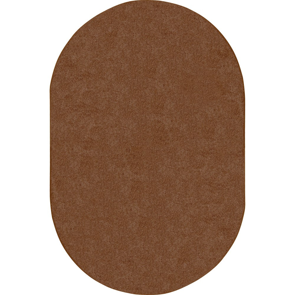 JOY CARPETS & CO. 80QQ-10 Joy Carpets Kids Essentials Oval Area Rug, Endurance, 6ft x 9ft, Brown