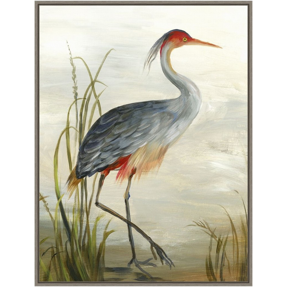 UNIEK INC. Amanti Art A42705530282  Grey Heron by Aimee Wilson Framed Canvas Wall Art Print, 23in x 30in, Graywash