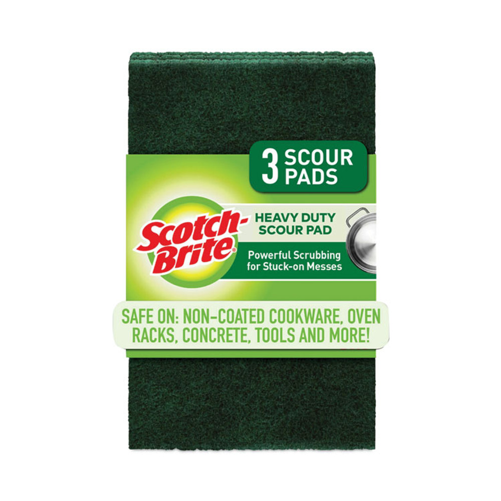 3M/COMMERCIAL TAPE DIV. Scotch-Brite® 22310CT Heavy-Duty Scouring Pad, 3.8 x 6, Green, 10/Carton