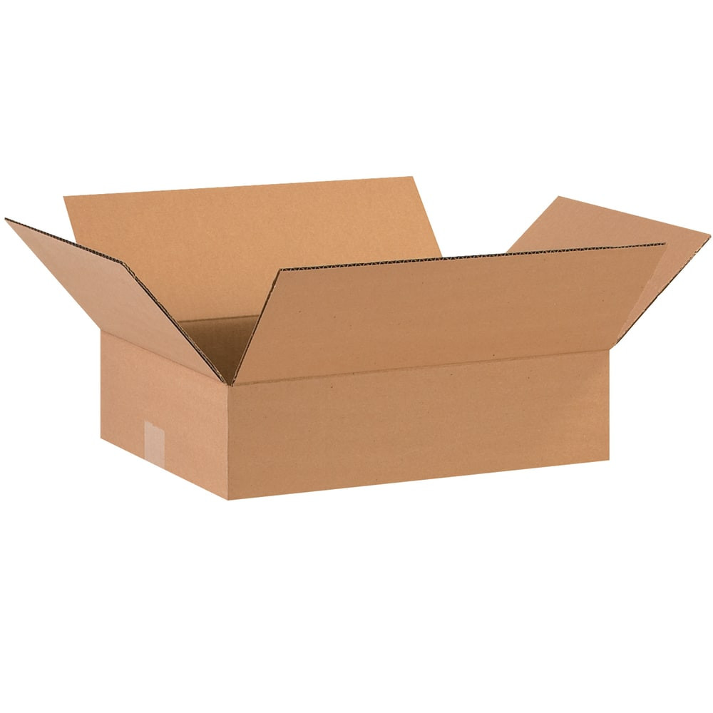 B O X MANAGEMENT, INC. 16124 Partners Brand Flat Corrugated Boxes, 16in x 12in x 4in, Kraft, Pack Of 25