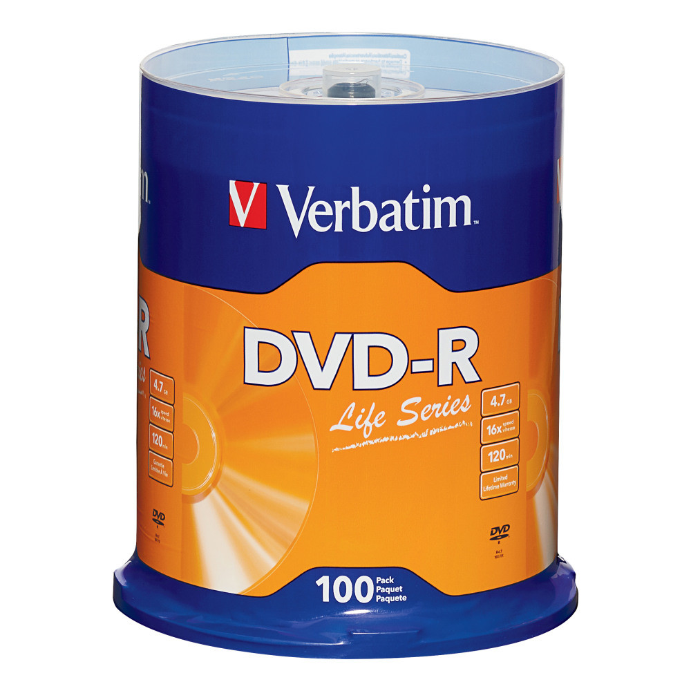 Create high quality, customized labels for your DVD media using your inkjet disc printer with Verbatim Life Series White Inkjet Printable DVD-Recordable discs. Offering 4.7GB or 120 minutes of good quality storage capacity, these one-time recordable discs are ideal for capturing life's events. Life Series White Inkjet Printable DVDs are available in both DVD+R and DVD-R formats. Today, most DVD writers and readers use these discs interchangeably with no noticeable performance differences. With older units, check your manufacturer's suggested DVD format to ensure compatibility.  4.7GB/120 minute storage capacity  Up to 16X write speed  Ideal for full-surface, edge-to-edge printing  Create full-color, high quality labels using your inkjet disc printer  Limited Lifetime Warranty