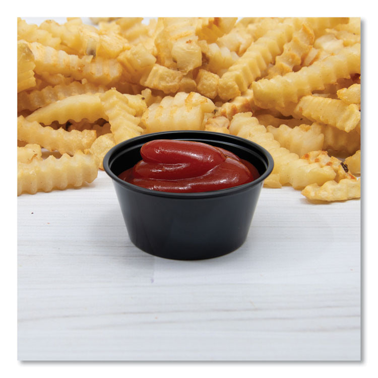 DART 200PCBLK Conex Complements Portion/Medicine Cups, 2 oz, Plastic, Black, 125/Bag, 20 Bags/Carton