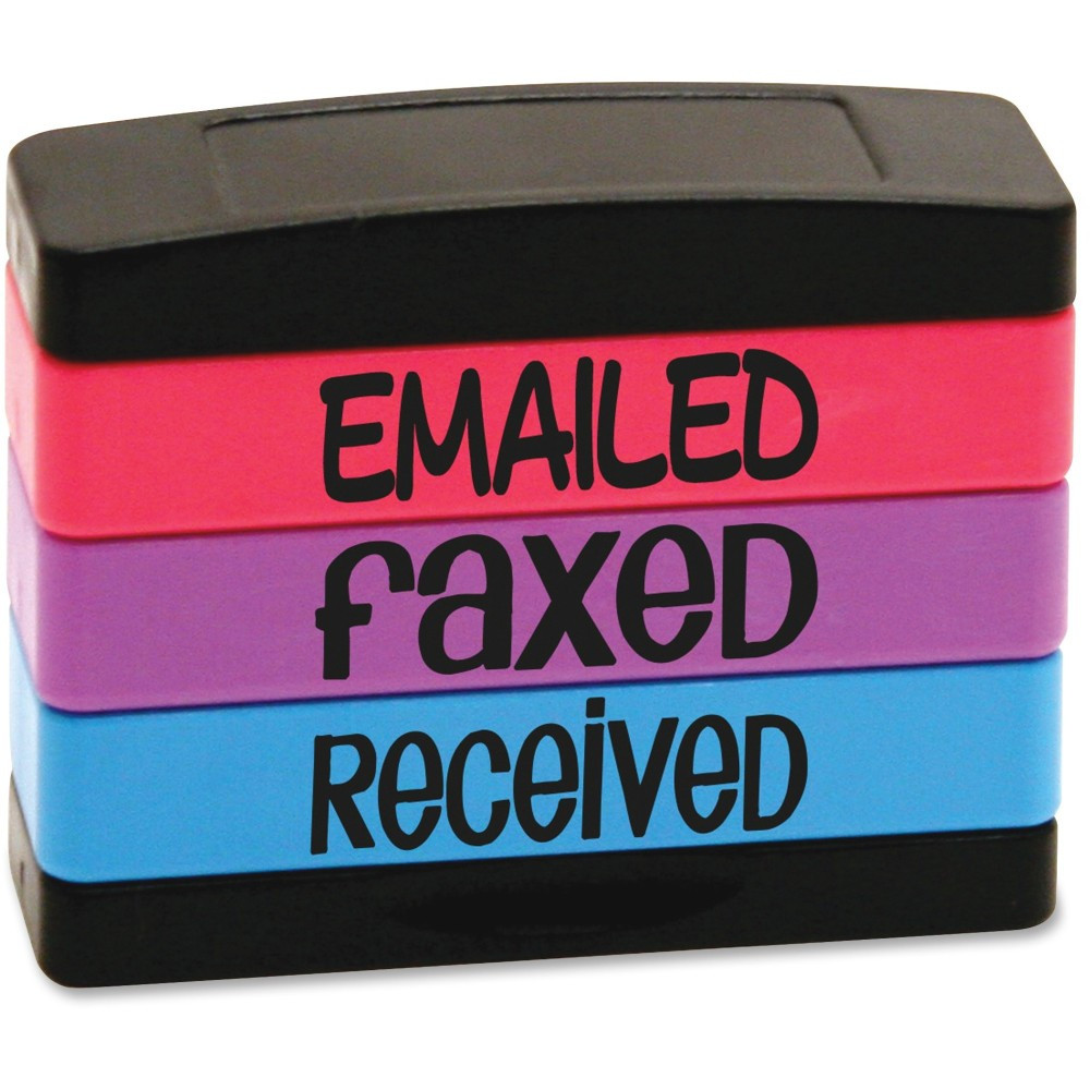 U.S. STAMP & SIGN U.S. Stamp &amp; Sign 8800 U.S. Stamp & Sign Emailed Message Stamp Set, "EMAILED, FAXED, RECEIVED", Assorted Colors